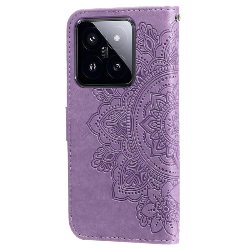 Peněženková Pouzdra Xiaomi 14 Pro Kryty Na Mobil Květinový Vzor S Páskem