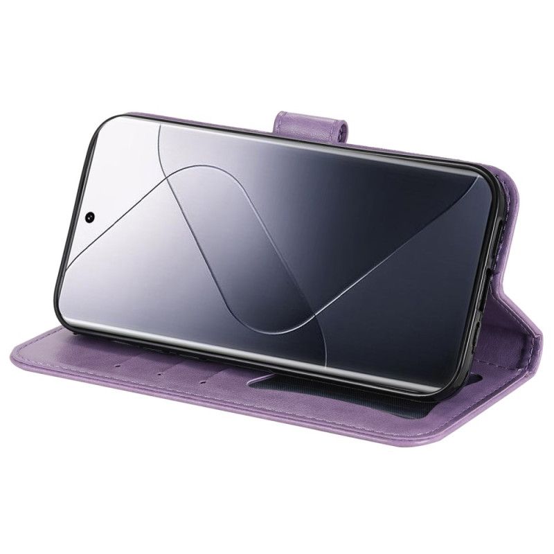 Peněženková Pouzdra Xiaomi 14 Pro Kryty Na Mobil Květinový Vzor S Páskem