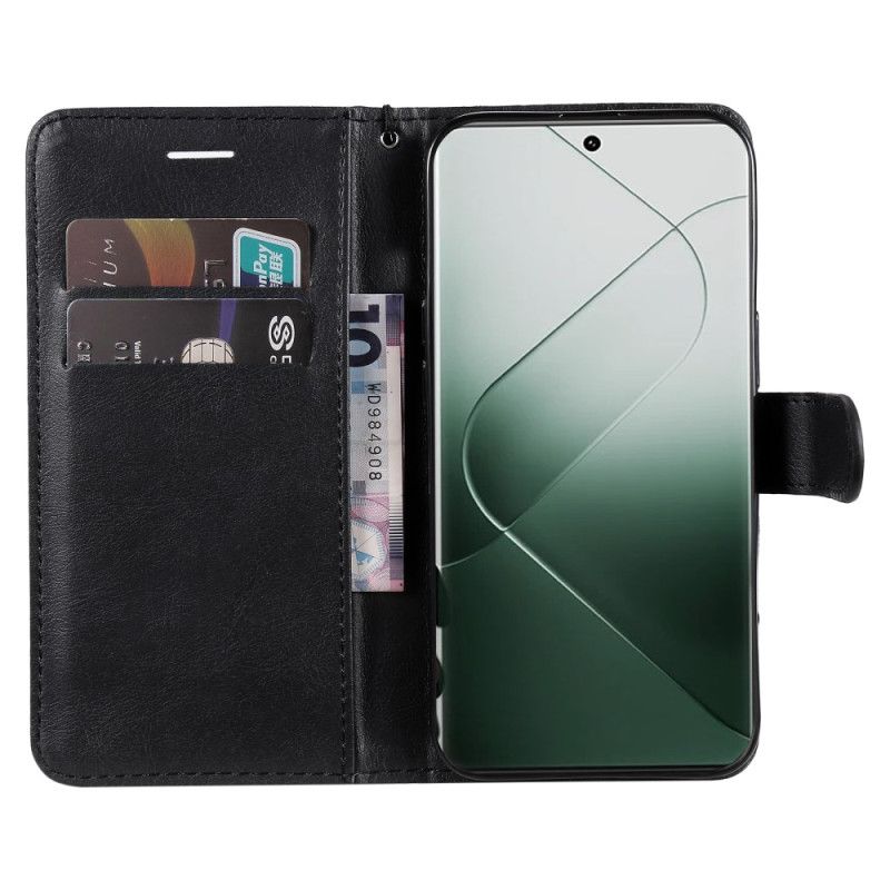 Peněženková Pouzdra Xiaomi 14 Pro Kryty Na Mobil Styl Z Hladké Kůže S Páskem