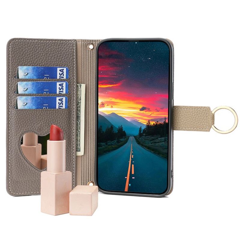 Peněženková Pouzdra Xiaomi 14 Pro Make-up Zrcátko A Ramenní Řetízek