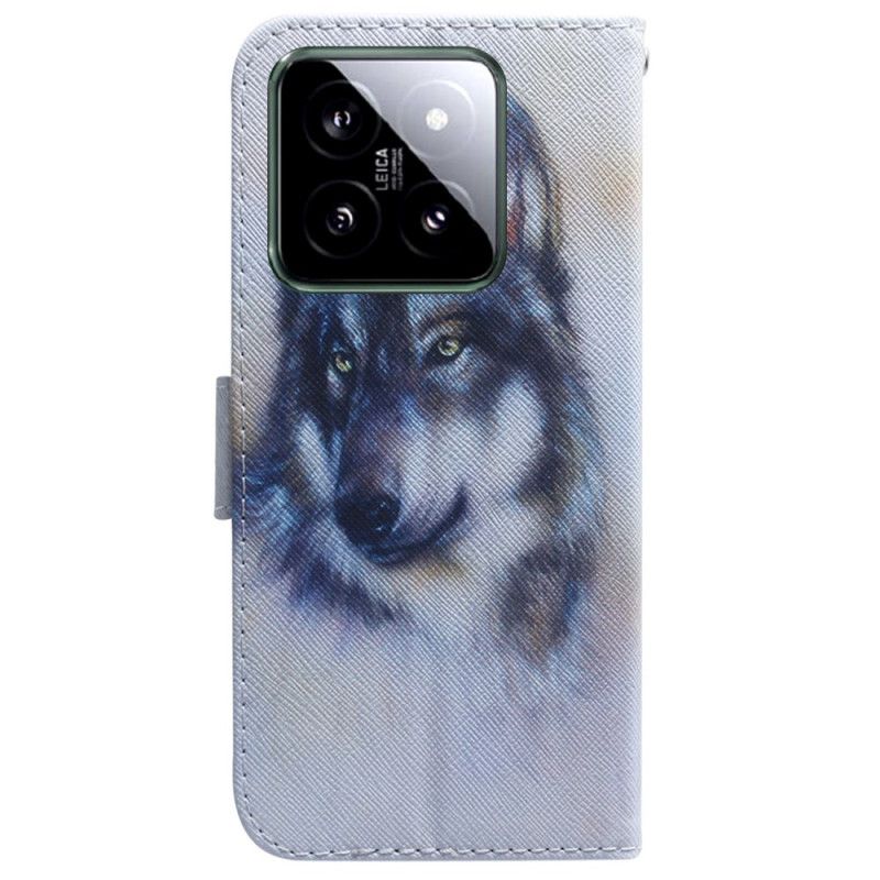 Peněženková Pouzdra Xiaomi 14 Vlčí Akvarel