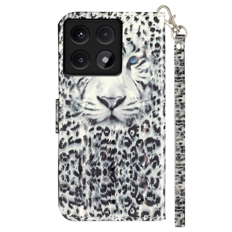 Peněženková Pouzdra Xiaomi 14t Kryty Na Mobil Leopardí Popruh