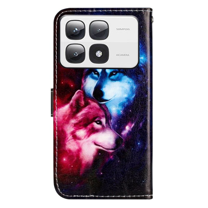 Peněženková Pouzdra Xiaomi 14t Pro Kryty Na Mobil Pár Vlků