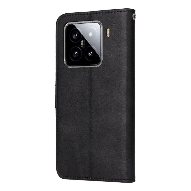 Peněženková Pouzdra Xiaomi 15 Řemínek S Efektem Obyčejné Kůže