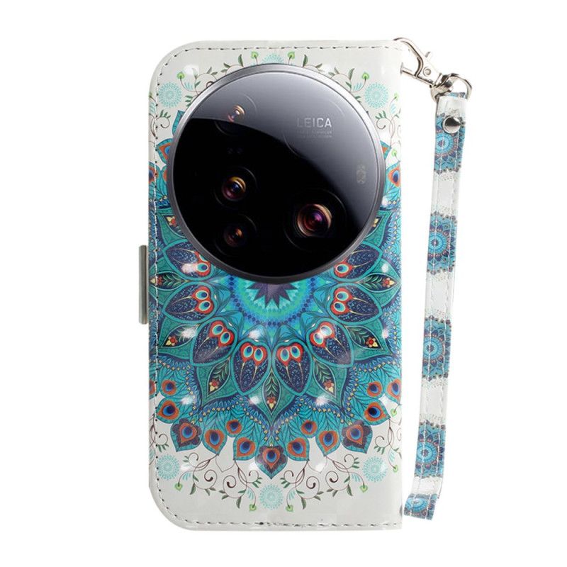 Peněženková Pouzdra Xiaomi 15 Ultra Kryty Na Mobil Zelená Mandala Se Šňůrkou