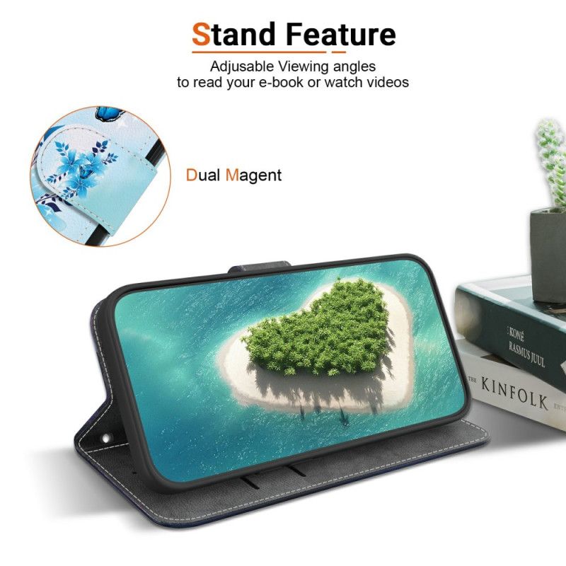 Peněženková Pouzdra Xiaomi 15t Kryty Na Mobil Potisk Modrého Motýla