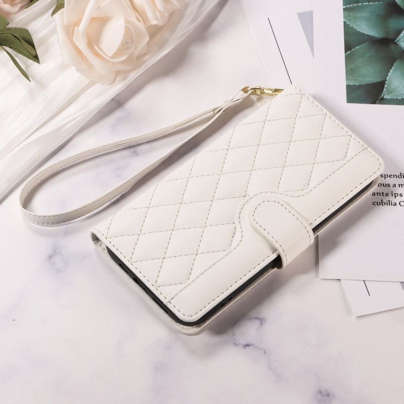 Peněženková Pouzdra Xiaomi 15t Kryty Na Mobil Prošívané S Popruhem A Ramenním Popruhem