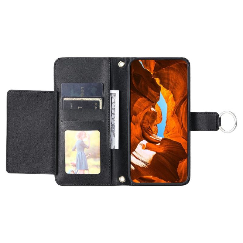 Peněženková Pouzdra Xiaomi 15t Pro Kryty Na Mobil Prošívané S Popruhy