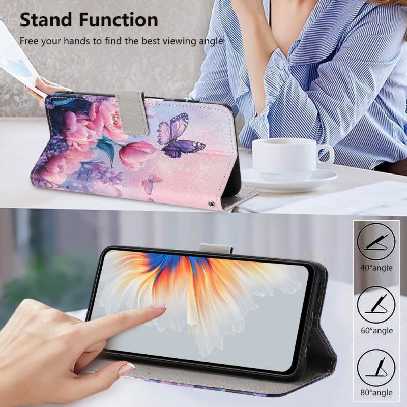 Peněženková Pouzdra Xiaomi 17 Pro Max Kryty Na Mobil Motýl A Růžové Květiny