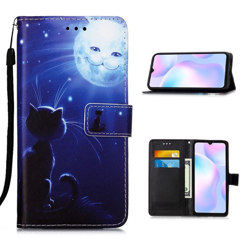 Peněženková Pouzdra Xiaomi Redmi 9a Tanga Měsíčního Svitu Kočky