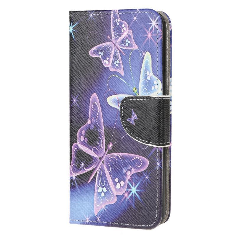 Peněženková Pouzdra Xiaomi Redmi 9c Neonoví Motýli