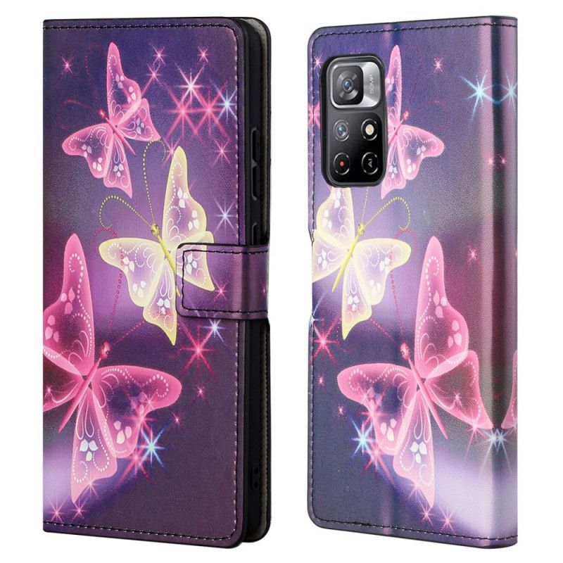 Peněženková Pouzdra Xiaomi Redmi Note 11 / Poco M4 Pro 5g Motýli A Květiny