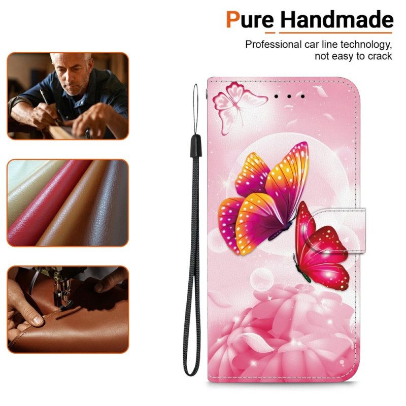 Peněženková Pouzdra Xiaomi Redmi Note 14s Kryty Na Mobil Růžoví Motýli