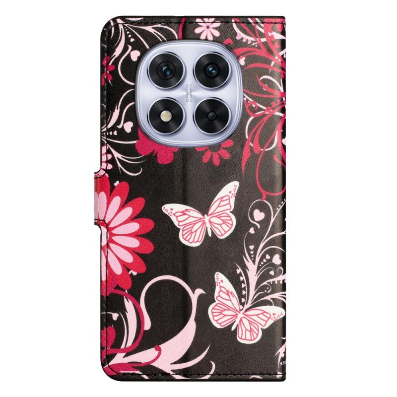 Peněženková Pouzdra Xiaomi Redmi Note 15 Pro 5g Motýli Na Černém Pozadí