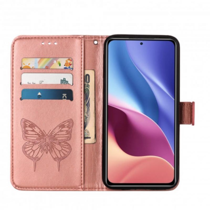 Poco F3 / Xiaomi Mi 11i 5g Motýlí Designové Pouzdro Se Šňůrkou
