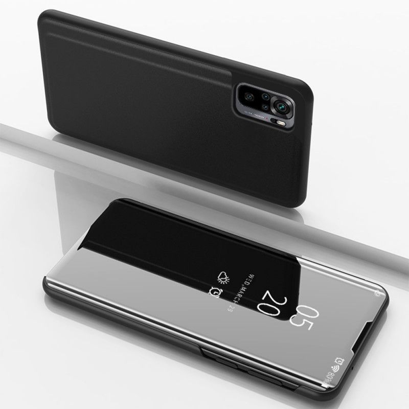 Pohledový Kryt Kryt Na Xiaomi Redmi Note 10 / Note 10s Zrcadlo A Imitace Kůže