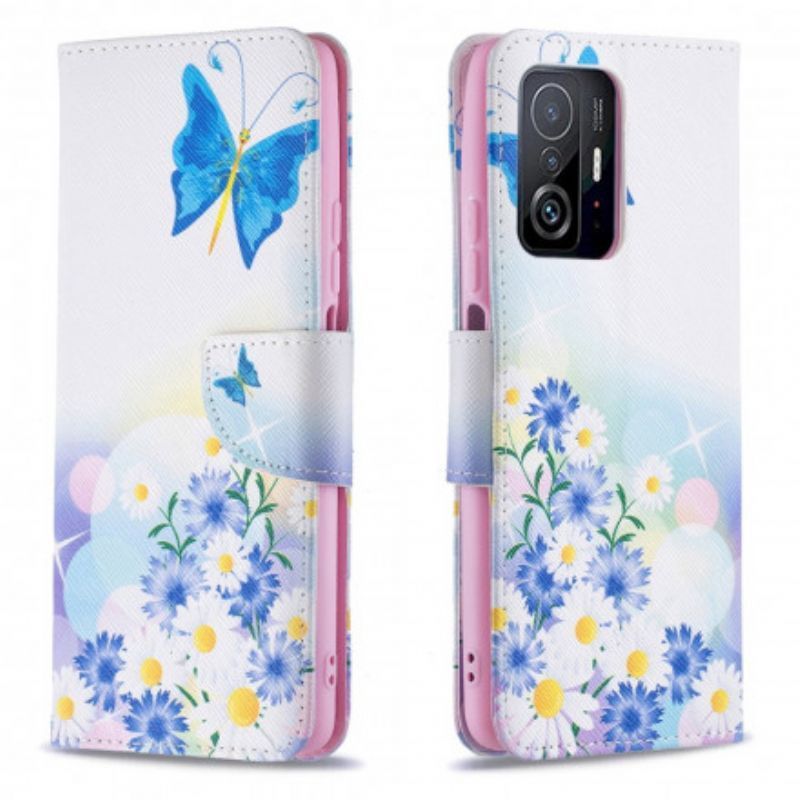 Pouzdro Xiaomi 11t / 11t Pro Malované Motýly A Květiny