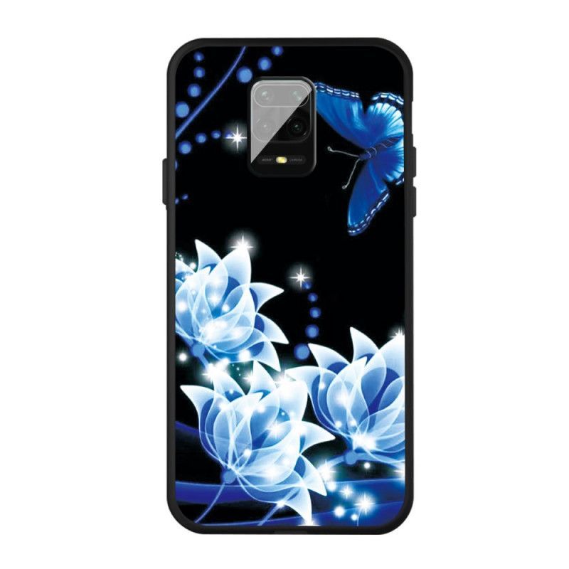 Pouzdro Xiaomi Redmi Note 9s / Redmi Note 9 Pro Motýl A Modré Květy