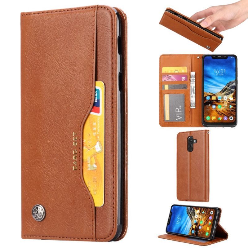 Vyklápěcí Kryt Xiaomi Kožené Pouzdro Folio Pocophone F1 Imitace Kůže Pouzdro Na Karty