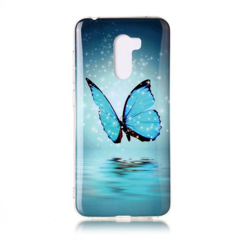 Xiaomi Kryt Pocophone F1 Fluorescenční Modré Motýlkové Pouzdro